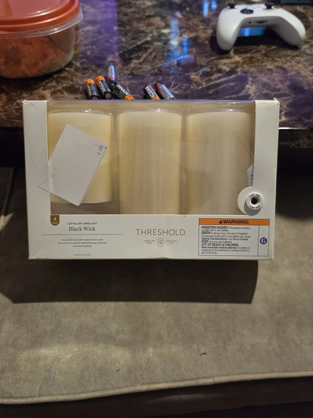 Threshold Warm Yellow LED Pillar Candle Set - 3 Pack